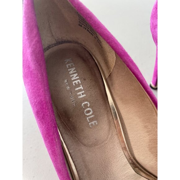 Kenneth Cole Riley 85 Pump Size 8 Magenta Pink Suede Leather Pointed Toe Heels - Picture 3 of 9